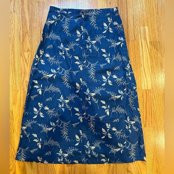 VINTAGE Denim Floral Liz Claiborne Maxi Skirt - Picture 1 of 4